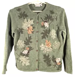 Croft & Barrow M women's cardigan floral embroidered sweater preowned - Picture 1 of 5