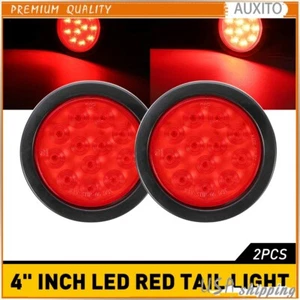 2pc 4" inch Red 12 LED Round Tail Stop Rear Brake Lights 12V for Truck Trailer - Picture 1 of 11