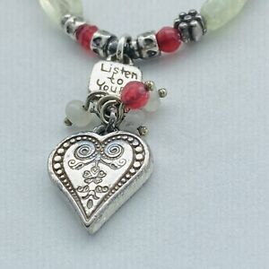 Brighton Necklace  Listen To Your Heart Pendant Multi Color Bead Necklace