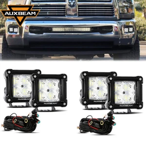 Auxbeam 4PCS Fog Light Bumper LED Cube Pods For Dodge Ram 2500/3500/1500 - Picture 1 of 12