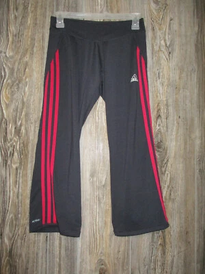 Adidas Cropped Capri Leggings Womens Small Msre 23.5x22 Gray Pink Gym Athleisure - Image 1 of 4