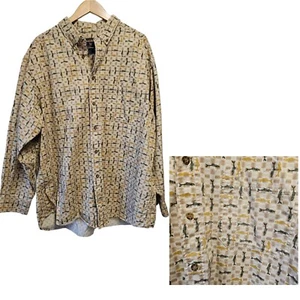WOOLRICH Angler Fish Button Down Shirt Casual Fisherman Novelty 2XL - Picture 1 of 6