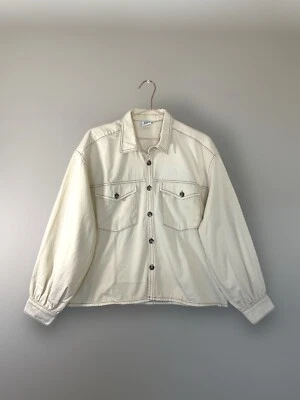 Urban outfitters Denim Shirt Size L Poet retro shacket Ecru cream by BDG - Image 1 of 4