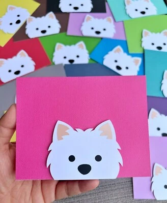 West Highland Terrier Dog Modern Color Blank Card Handmade Westie 10 Set New - Image 1 of 4