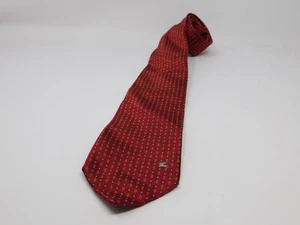Burberry Men's Tie Multicolor Red Solid 100% Silk Geometric Classic Necktie - Picture 1 of 7