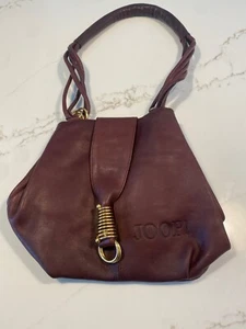 JOOP! BURGUNDY GENUINE LEATHER snap closure SHOULDER/crossbody bag gold hardware - Picture 1 of 7