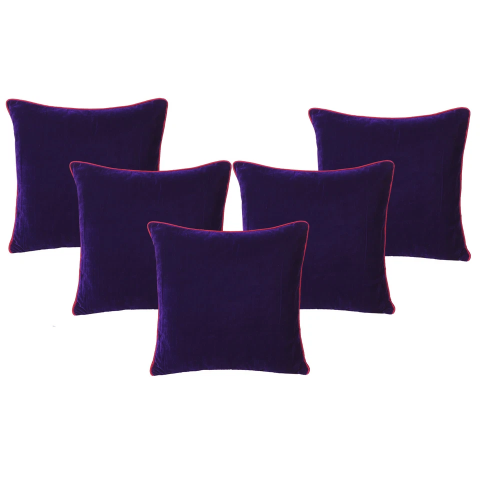 豪华紫色天鹅绒靠垫套带拉链闭合沙发枕套  — 第 1/1 张图片
