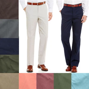 Brooks Brothers 346 Dress Pants, Men's Flat Front Cotton Pants, Straight Leg - Picture 1 of 24