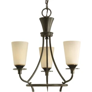 Progress Lighting P4005-77 3-Light Chandelier with Seeded Topaz Glass, 17" x 17" - Picture 1 of 5