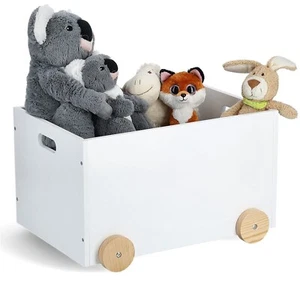 Spielzeugkiste Holz weiß auf Rollen Aufbewahrungsbox Kindertruhe HTI-Living - Bild 1 von 5