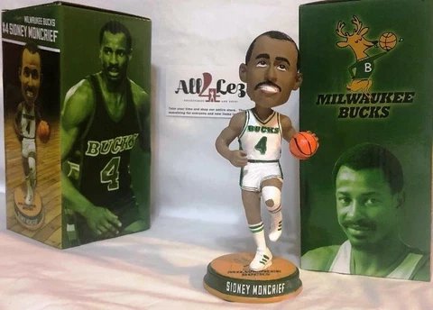 2017-2018 MKE BUCKS SIDNEY MONCRIEF "GREEN BASE" UNRELEASED SGA BOBBLEHEAD ~ NIB Cover