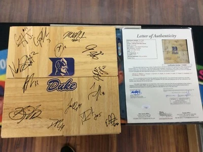 2008-09 Duke Blue Devils Team signed Wood Floor Piece 14 signatures auto JSA COA - Image 1 of 4