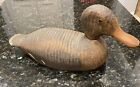 Vintage Wood Duck Decoy Glass Eyes Ridges 13” Hand Carved Painted