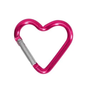 Heart Shaped Carabiner Clip Aluminum Alloy Keychain Clip Spring deep rose red - Picture 1 of 8