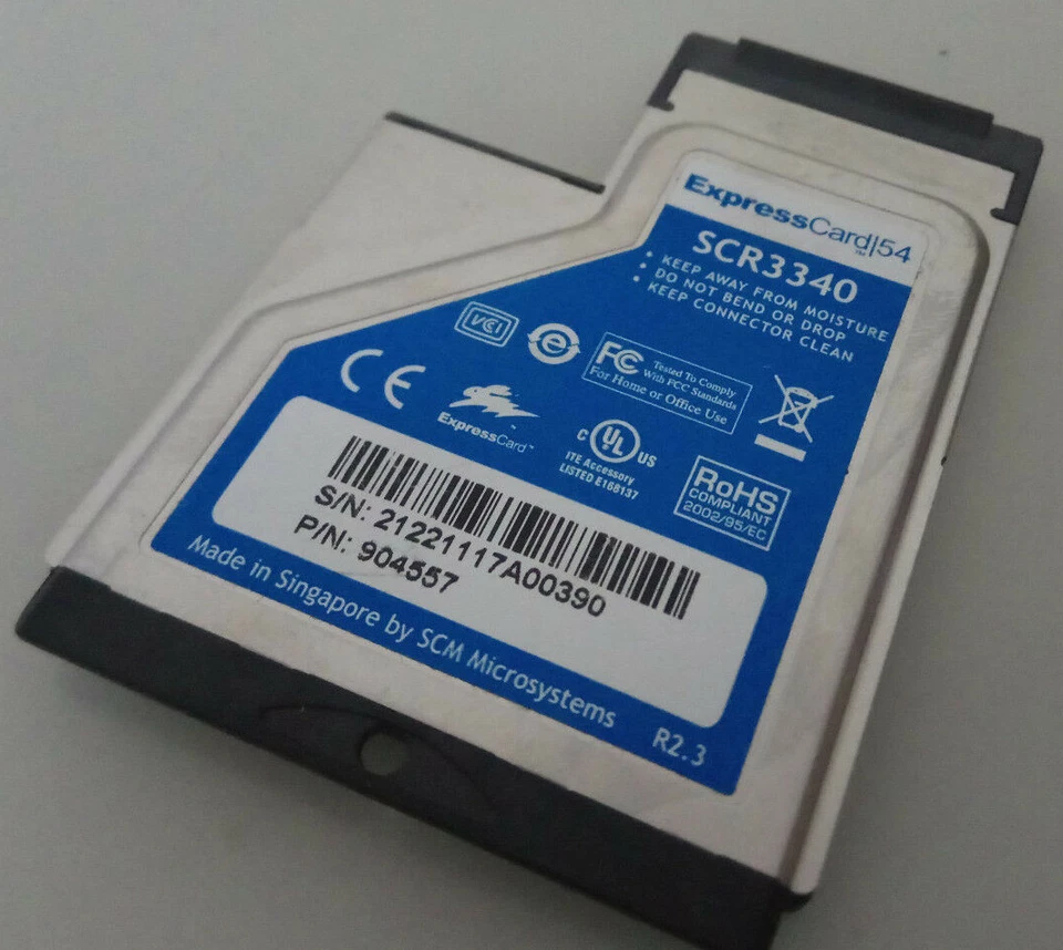 SCM SCR3340 SCR-3340 EXPRESSCARD 54 CHIPCARDREADER KARTENLESER FÜR NOTEBOOK S17 - Bild 1 von 1