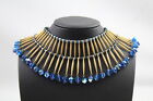 Trifari Fringed Collar Necklace Gold Tone Faceted Aurora Signed Branded