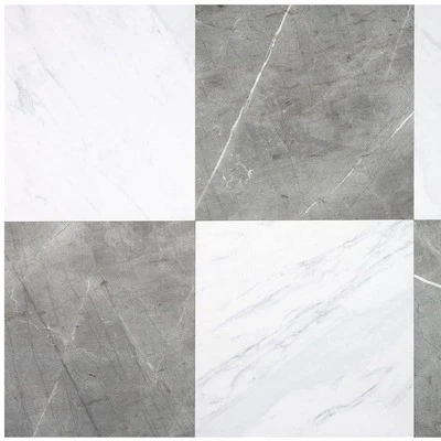 Suelo Vinilo Autoadhesivo Bonneville Blanco Carbón Efecto Mármol Sin Lechada Foto 1 de 4