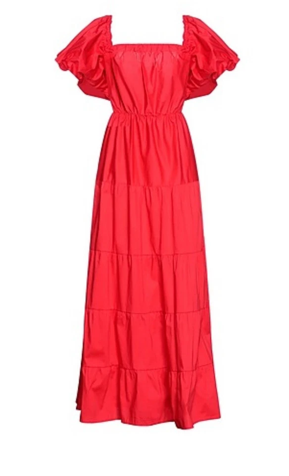Nuevo vestido midi de diseñador Tantra rojo fuera del hombro para damas talla M se adapta a 10-12 Foto 1 de 4