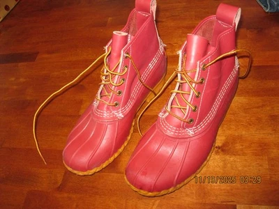 LL Bean Duck Botas Mujer Talla 9 M Zapatos Cuero Rojo Goma 6" Sin Forro Con Cordones Foto 1 de 4