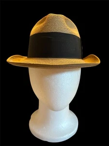 Vintage Dobbs Fifth Ave Straw Fedora  Size 6 7/8EUC Black Band Putman’s AK - Picture 1 of 6