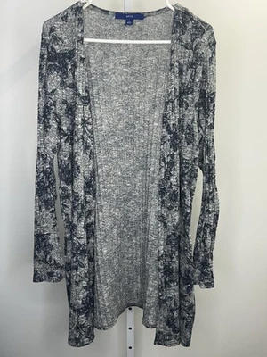 Apt. 9 Women's Blue/Gray Long Sleeve Floral Cardigan Sweater, Size XXL.  1Q - Image 1 of 4