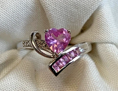 Anillo Oro Blanco 10K 2.3g Joyería Fina Talla 6.5 Banda Color Rosa Kuncita *LEER* Foto 1 de 4