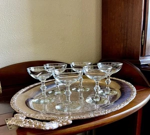Vintage Champagne Coupes Mid Century Cocktail Glasses Martini Barware Set~6 - Picture 1 of 9