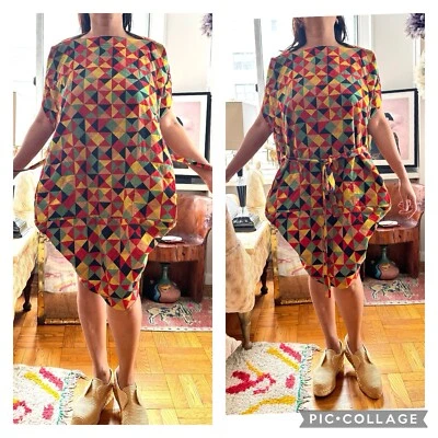 Vivienne Westwood бархата вельвет многоцветный арлекин трапеция оп-арт платье M - Изображение 1 из 4