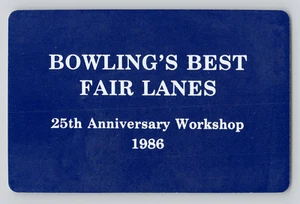 Tarjeta intercambiable Bowlings Best Fair Lanes 25 aniversario taller 1986 ocho de clubes - Imagen 1 de 2