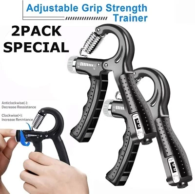 2 Hand Grip Strengthener Power Trainer Gripper Strength Adjustable Gym Exerciser - Image 1 of 4