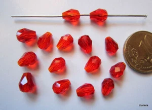 Colgante cristal facetado X 14 UNIDADES 8 x 6 mm rojo abalorios - Imagen 1 de 2