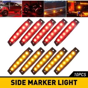 10x LED Side Marker Amber Lights Red Clearance Light Truck Trailer RV Waterproof - Picture 1 of 16