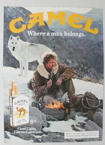 Camel Lights - wolf & campfire Vintage Magazine Print Ad 1981 8 x 11 - Picture 1 of 1