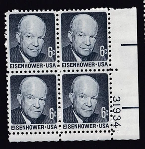 Scott #1393 Dwight Eisenhower Plate Block of 4 Stamps - MNH P#31934 LR - Picture 1 of 1