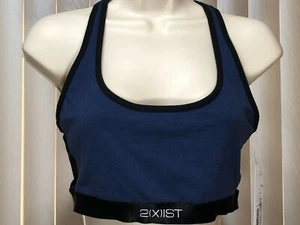 2(X)IST Wireless Sports Bra L Pullover T Back Mid Impact Mesh Navy Black - Picture 1 of 5