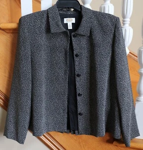TALBOTS Black & White Lined Blazer Jacket Top Size 12 Petites EUC Career Travel - Picture 1 of 12