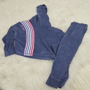 Justice Blue Jogger Track Set Cropped Hoodie Outfit Girls Size XS Sleep - Picture 1 of 6
