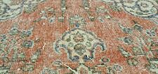 Decorative Antique 1930-1940's Muted Dye Distressed Wool Pile Oushak Area Rug 