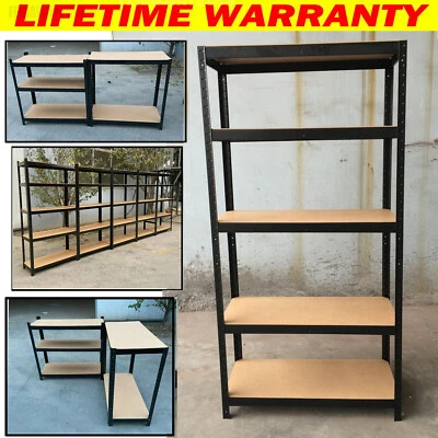 5 Tier Shelf Shelving Unit Racking Boltless Industrial Garage Storage Shelves