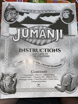 Jumanji the Game Board Game Replacement Instruction Manual Only - Image 1 of 4