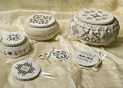 GPA BASKET STITCHERS SEWING SET Cross Stitch Chart Lids Scissor Fob Pin Keep - Image 1 of 4
