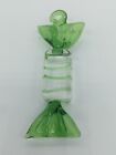 Vintage Murano Art Glass CANDY Piece Green & Clear Swirl Ornament