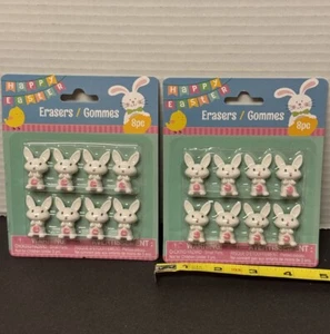 New Easter Bunny Rabbit 8 Count Erasers Party Gift Basket Filler ~ Qty 2 - Picture 1 of 6