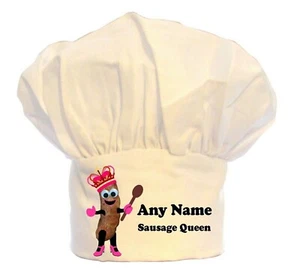 CAPPELLO CHEF PERSONALIZZATO STAMPA REGINA SALSICCIA BBQ 100% POLIESTERE REGALO BBQ CUCINA - Foto 1 di 2