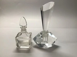 ELEGENT GLASS CRUET BOTTLES WITH STOPPERS - LOT of 2 - Picture 1 of 4