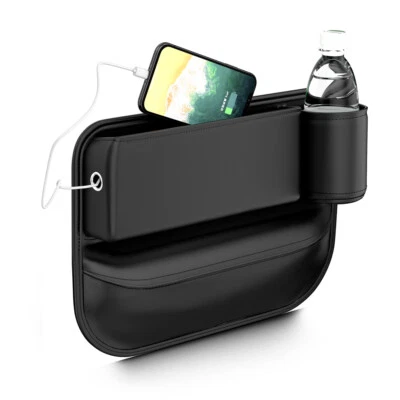 Pair For Honda Car Seat Gap Filler Box Organizer Leather Storage Bag +Cup Holder Foto 1 de 4