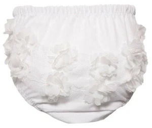 New Baby Girls Frilly Pants Lace Flowers White 0-18 Months New Soft Touch - Picture 1 of 8