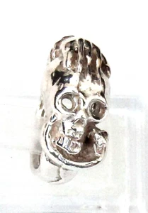 STERLING SILVER BIKER SKULL  RING #12G200049 - Picture 1 of 3