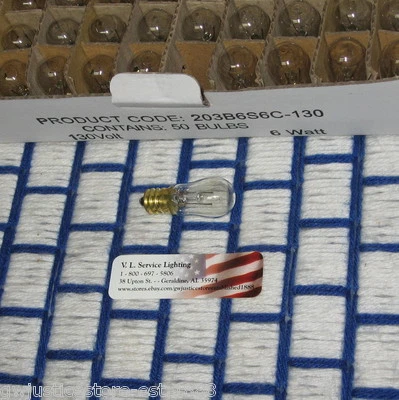 50 NEW petite clear S6 CHRISTMAS 130V LIGHT BULB 6w candelabra 6S6 indicator C7  - Image 1 of 4