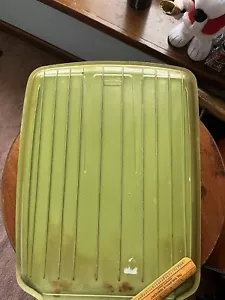 Vintage Rubbermaid Hard Rubber Drainer Tray 1181 15.75" x 20.25" Green Avocado - Picture 1 of 7